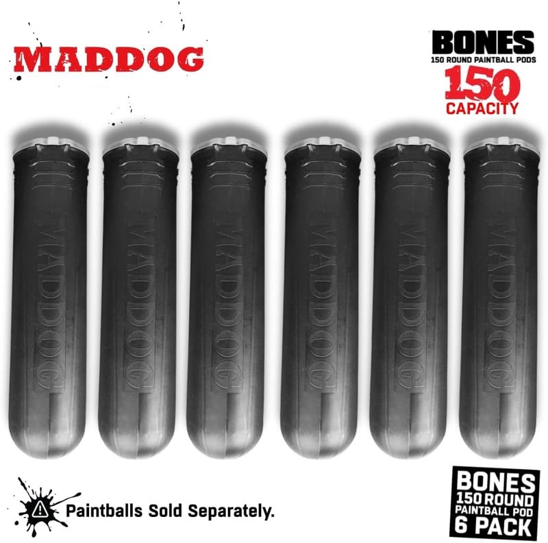 MAddog 150 Round Bones Paintball Pods | Durable Quick Reload Tubes for Tournament and Recreational Speedball Woodsball | 6 Pack - Image 3